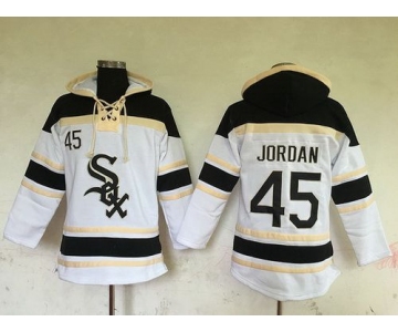 Men's Chicago White Sox #45 Michael Jordan Retired White Baseball MLB Hoodie