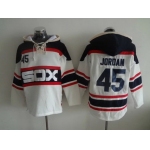 Men's Chicago White Sox #45 Michael Jordan White Pullover Hoodie
