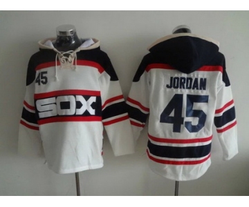Men's Chicago White Sox #45 Michael Jordan White Pullover Hoodie