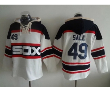 Men's Chicago White Sox #49 Chris Sale White Pullover Hoodie