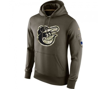 Men's Baltimore Orioles Nike Olive Salute To Service KO Performance Hoodie