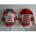 Men's Boston Red Sox #15 Dustin Pedroia Cream MLB Hoodie