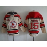 Men's Boston Red Sox #15 Dustin Pedroia Cream MLB Hoodie