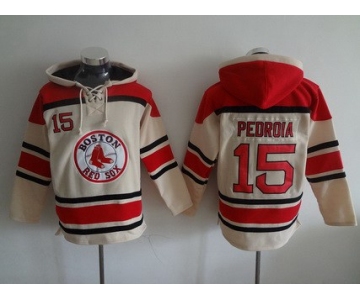 Men's Boston Red Sox #15 Dustin Pedroia Cream MLB Hoodie