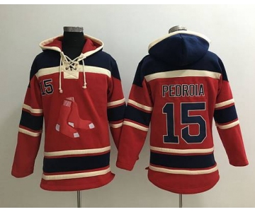 Men's Boston Red Sox #15 Dustin Pedroia Red Baseball MLB Hoodie