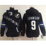 Tampa Bay Lightning #9 Tyler Johnson Black Women's Old Time Heidi NHL Hoodie