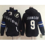 Tampa Bay Lightning #9 Tyler Johnson Black Women's Old Time Heidi NHL Hoodie