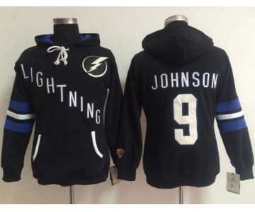 Tampa Bay Lightning #9 Tyler Johnson Black Women's Old Time Heidi NHL Hoodie