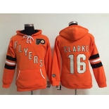 Old Time Hockey Philadelphia Flyers #16 Bobby Clarke Orange Womens Hoodie