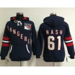 New York Rangers #61 Rick Nash Navy Blue Women's Old Time Heidi NHL Hoodie