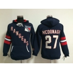 Old Time Hockey New York Rangers #27 Ryan McDonagh Navy Blue Womens Hoodie