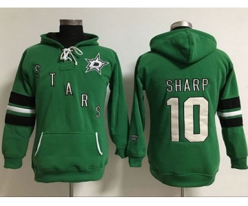 Dallas Stars #10 Patrick Sharp Green Women's Old Time Heidi Hoodie NHL Hoodie
