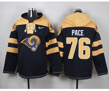 Nike Rams #76 Orlando Pace Navy Blue Player Pullover NFL Hoodie