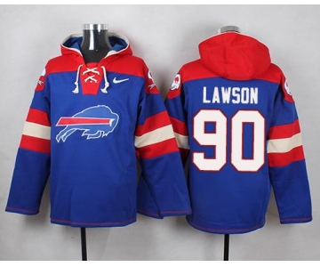 Nike Bills #90 Shaq Lawson Royal Blue Player Pullover NFL Hoodie