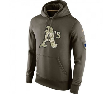 Men's Oakland Athletics Nike Olive Salute To Service KO Performance Hoodie