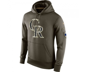 Men's Colorado Rockies Nike Olive Salute To Service KO Performance Hoodie