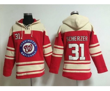 Men's Washington Nationals #31 Max Scherzer Home Red MLB Hoodie