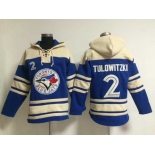 Men's Toronto Blue Jays #2 Troy Tulowitzki Alternate Blue MLB Hoodie