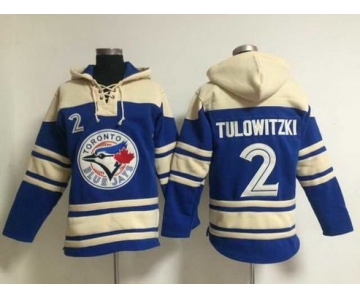 Men's Toronto Blue Jays #2 Troy Tulowitzki Alternate Blue MLB Hoodie