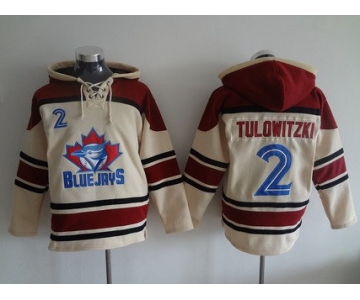 Men's Toronto Blue Jays #2 Troy Tulowitzki Cream MLB Baseball Hoodie