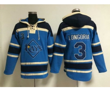 Men's Tampa Bay Rays #3 Evan Longoria Alternate Light Blue MLB Hoodie