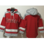 Men's Los Angeles Angels Blank Red Ageless Must Have Lace Up Pullover Hoodie