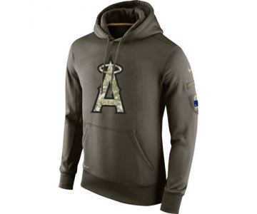 Men's Los Angeles Angels Nike Olive Salute To Service KO Performance Hoodie