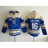 Men's Kansas City Royals #16 Paulo Orlando Alternate Blue MLB Hoodie