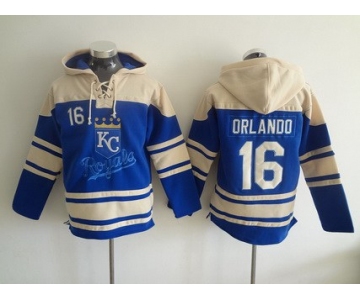Men's Kansas City Royals #16 Paulo Orlando Alternate Blue MLB Hoodie