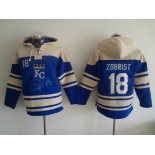 Men's Kansas City Royals #18 Ben Zobrist Alternate Blue MLB Hoodie