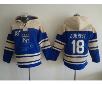 Men's Kansas City Royals #18 Ben Zobrist Alternate Blue MLB Hoodie