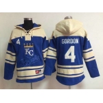Men's Kansas City Royals #4 Alex Gordon Blue Hoodie