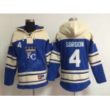 Men's Kansas City Royals #4 Alex Gordon Blue Hoodie