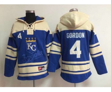 Men's Kansas City Royals #4 Alex Gordon Blue Hoodie