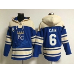 Men's Kansas City Royals #6 Lorenzo Cain Alternate Blue MLB Hoodie