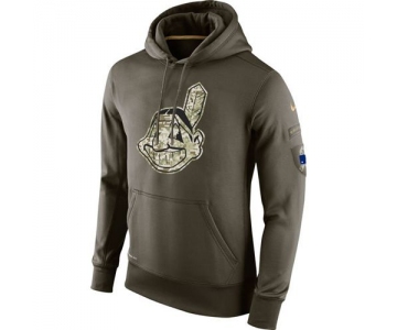 Men's Cleveland Indians Nike Olive Salute To Service KO Performance Hoodie