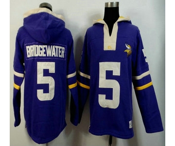 Nike Minnesota Vikings #5 Teddy Bridgewater Purple Team Color Team Color 2015 NFL Hoody