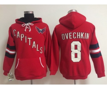 Old Time Hockey Washington Capitals #8 Alex Ovechkin Red Womens Hoodie