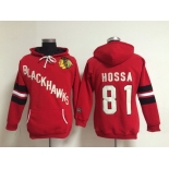 Old Time Hockey Chicago Blackhawks #81 Marian Hossa Red Womens Hoodie