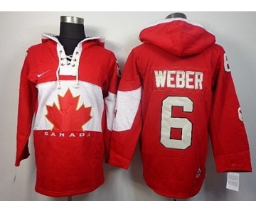 2014 Old Time Hockey Olympics Canada #6 Shea Weber Red Hoodie