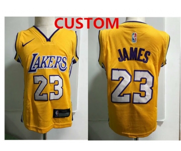 Custom Los Angeles Lakers Yellow Toddlers Jersey