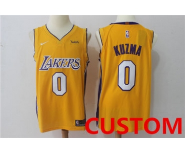 Custom Men's Los Angeles Lakers New Yellow 2017-2018 Nike Swingman Wish Stitched NBA Jersey