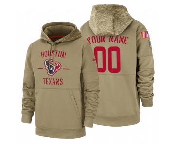 Houston Texans Custom Nike Tan 2019 Salute To Service Name & Number Sideline Therma Pullover Hoodie