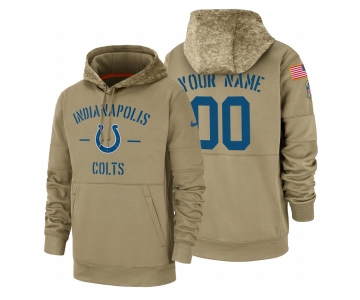 Indianapolis Colts Custom Nike Tan 2019 Salute To Service Name & Number Sideline Therma Pullover Hoodie