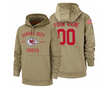 Kansas City Chiefs Custom Nike Tan 2019 Salute To Service Name & Number Sideline Therma Pullover Hoodie