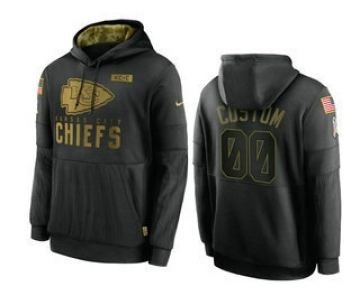 Men's Kansas City Chiefs Custom Black 2020 Salute To Service Sideline Performance Pullover Hoodie