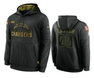 Men's Los Angeles Chargers Custom Black 2020 Salute To Service Sideline Performance Pullover Hoodie