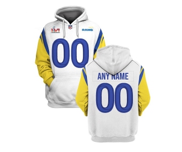 Men's Los Angeles Rams Custom 2022 White Super Bowl LVI Pullover Hoodie