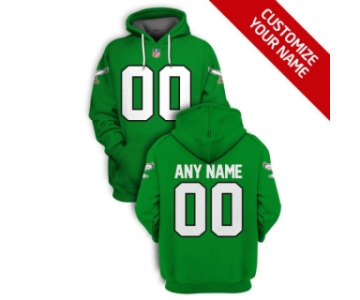 Men's Philadelphia Eagles Active Player Green Custom 2021 Pullover Hoodie
