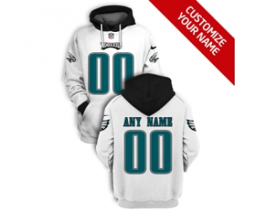 Men's Philadelphia Eagles Active Player White Custom 2021 Pullover Hoodie